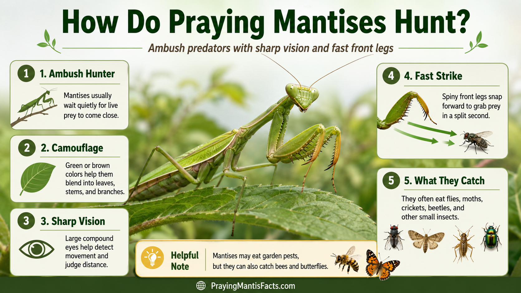 how do praying mantises hunt