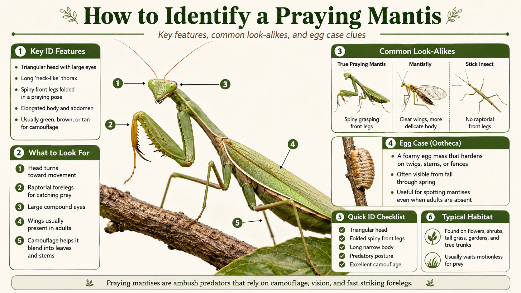 how to identify a praying mantis