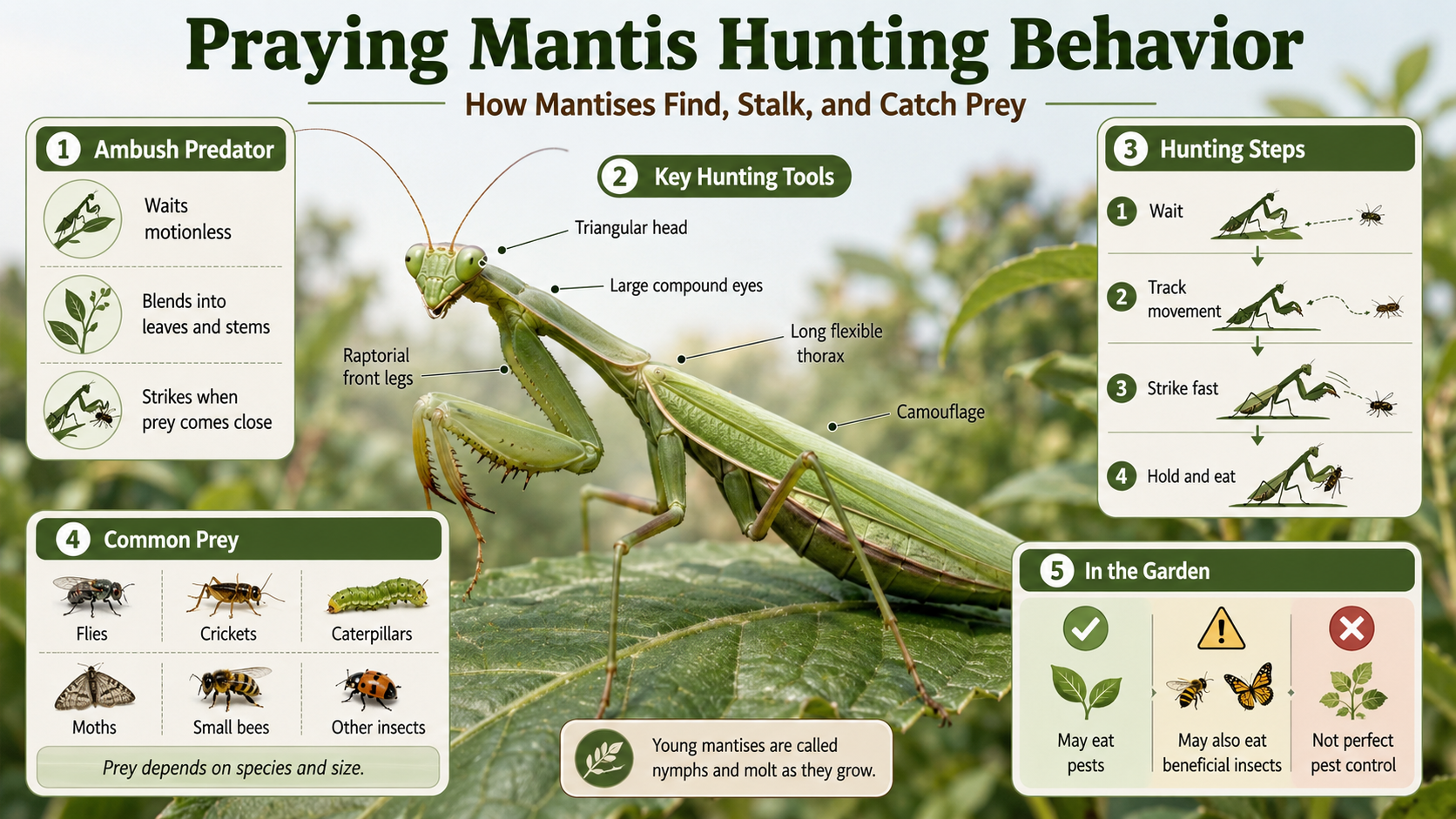 praying mantis hunting behavior how mantises find, stalk, and catch prey