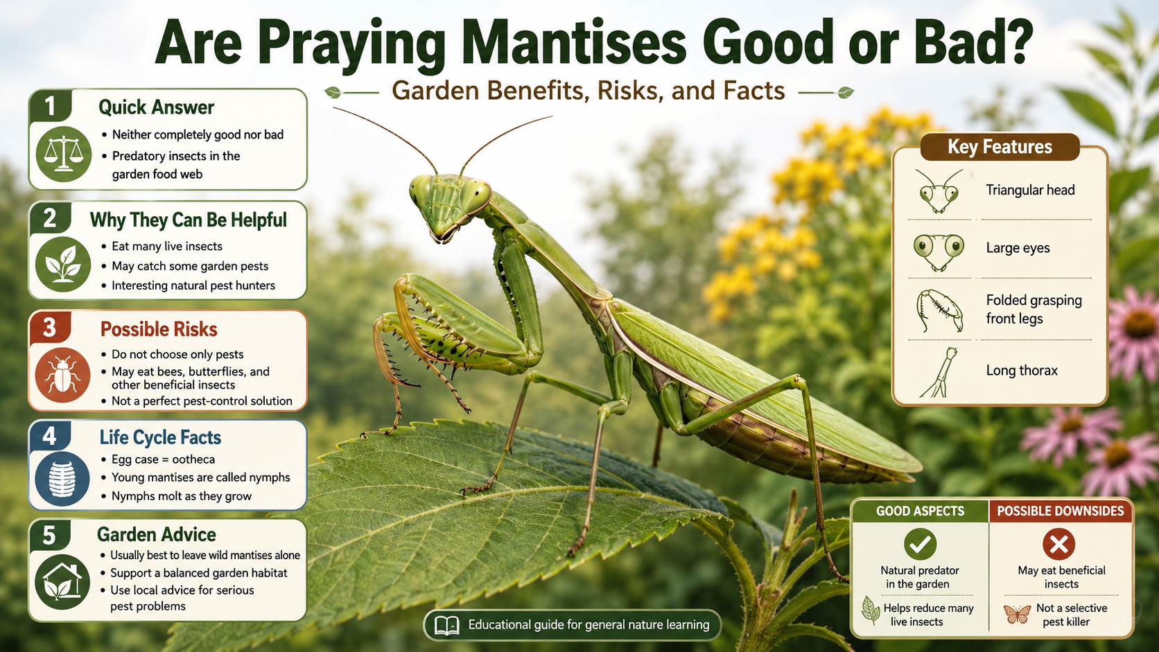 are praying mantises good or bad garden benefits, risks, and facts