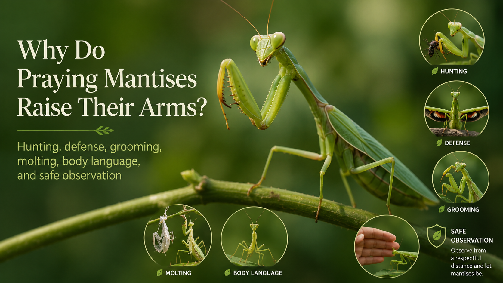 why do praying mantises raise their arms behavior, defense, and hunting explained